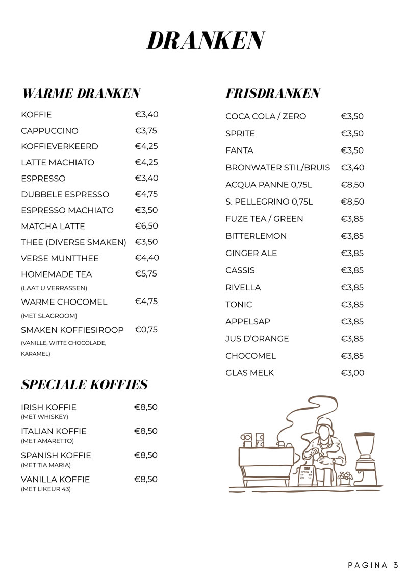menukaart bij giuseppe 3