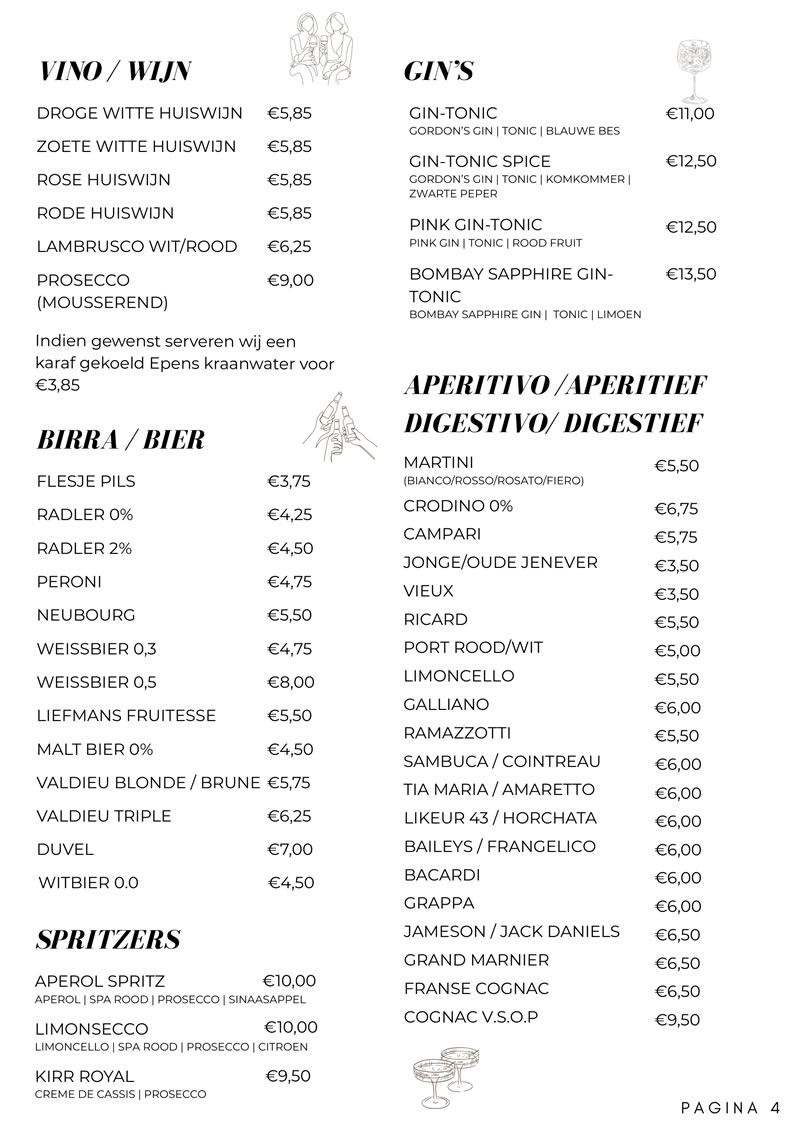 menukaart bij giuseppe 4