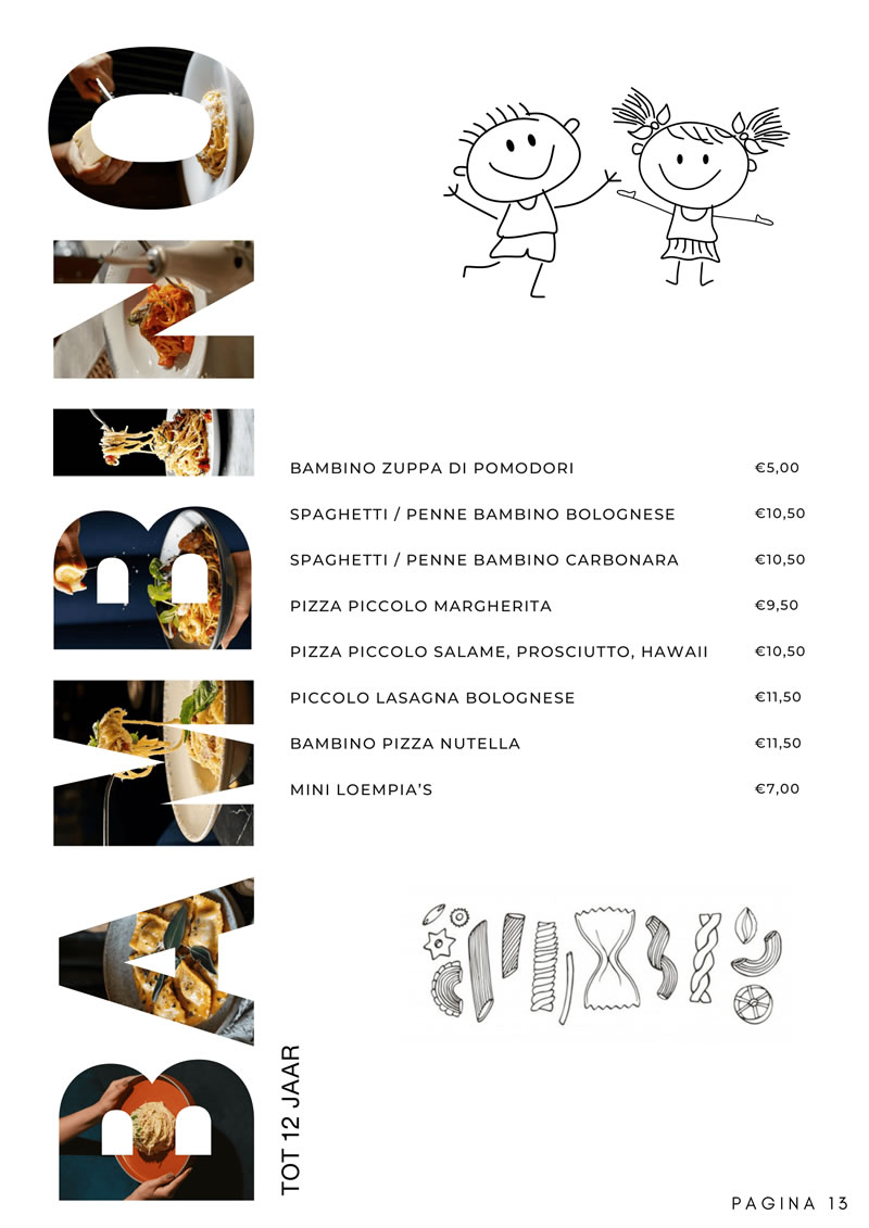 menukaart bij giuseppe 13