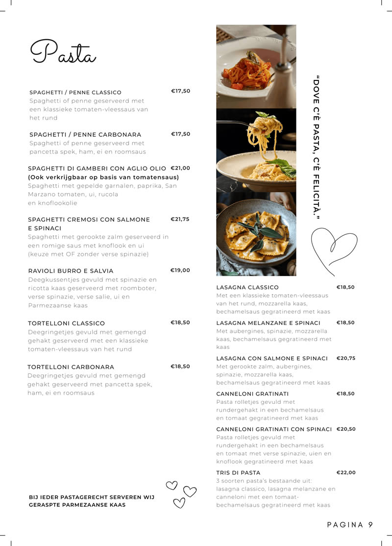 menukaart bij giuseppe 9