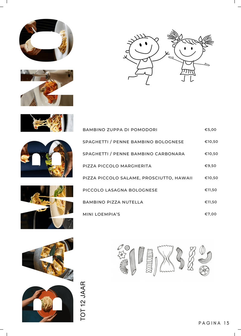 menukaart bij giuseppe 13