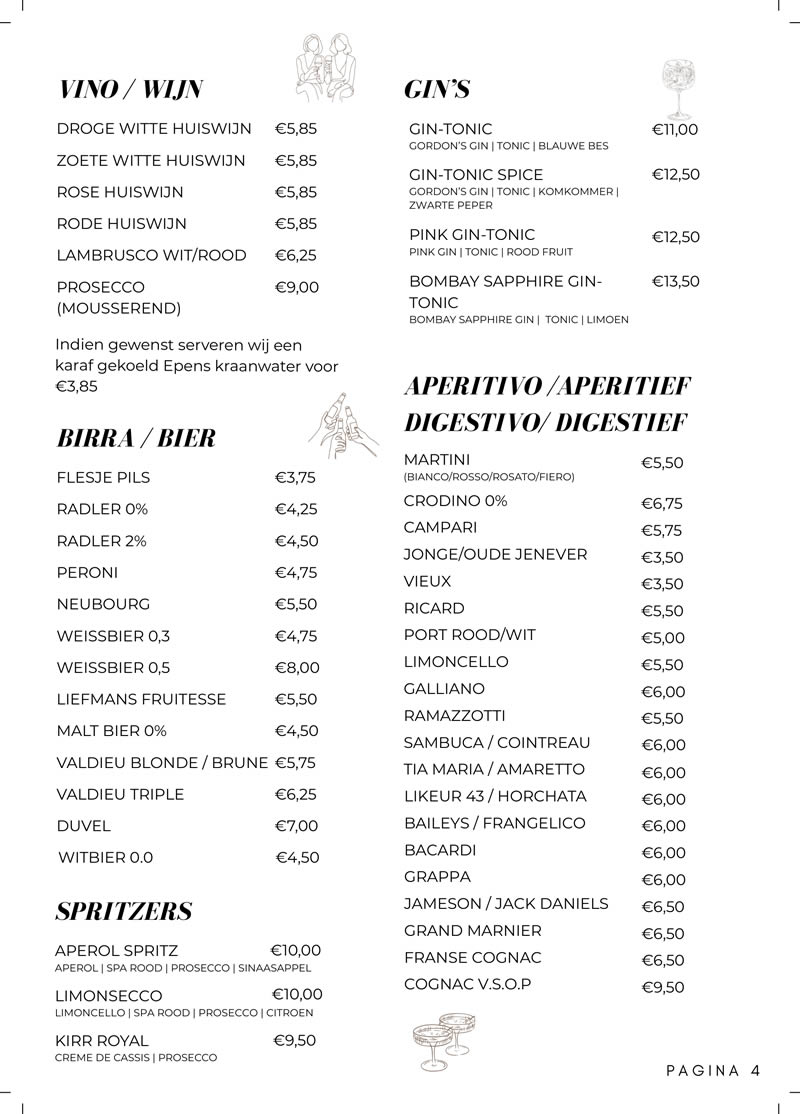 menukaart bij giuseppe 4